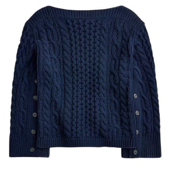 J CREW Spring Street Cashmere Relaxed Pullover Sweater Chunky Knit Navy Sz S NWT - Picture 1 of 11